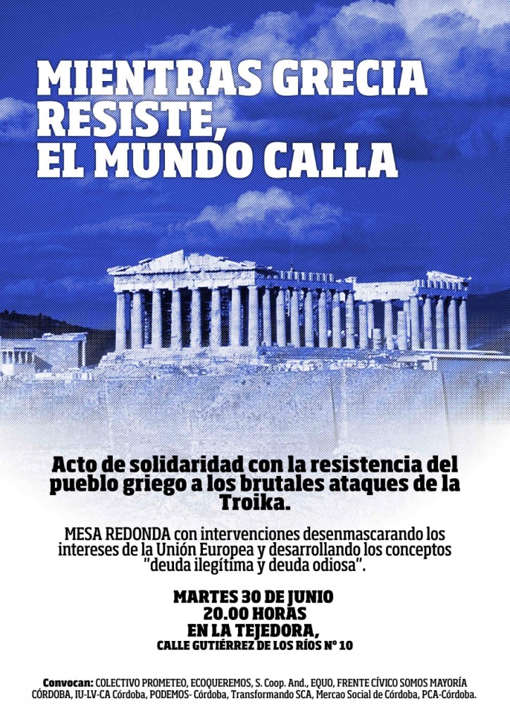 CARTEL ACTO SOLIDARIDAD GRECIA 30 JUNIO